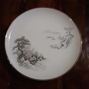 Vintage Seizan Fine China Japan Plate Sansui Pastel Intricate 7.75"